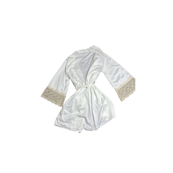 Flora by Flora Nikrooz Women's Lace Cuff Comfy Robe CREAM Size S/M - Picture 5 of 5